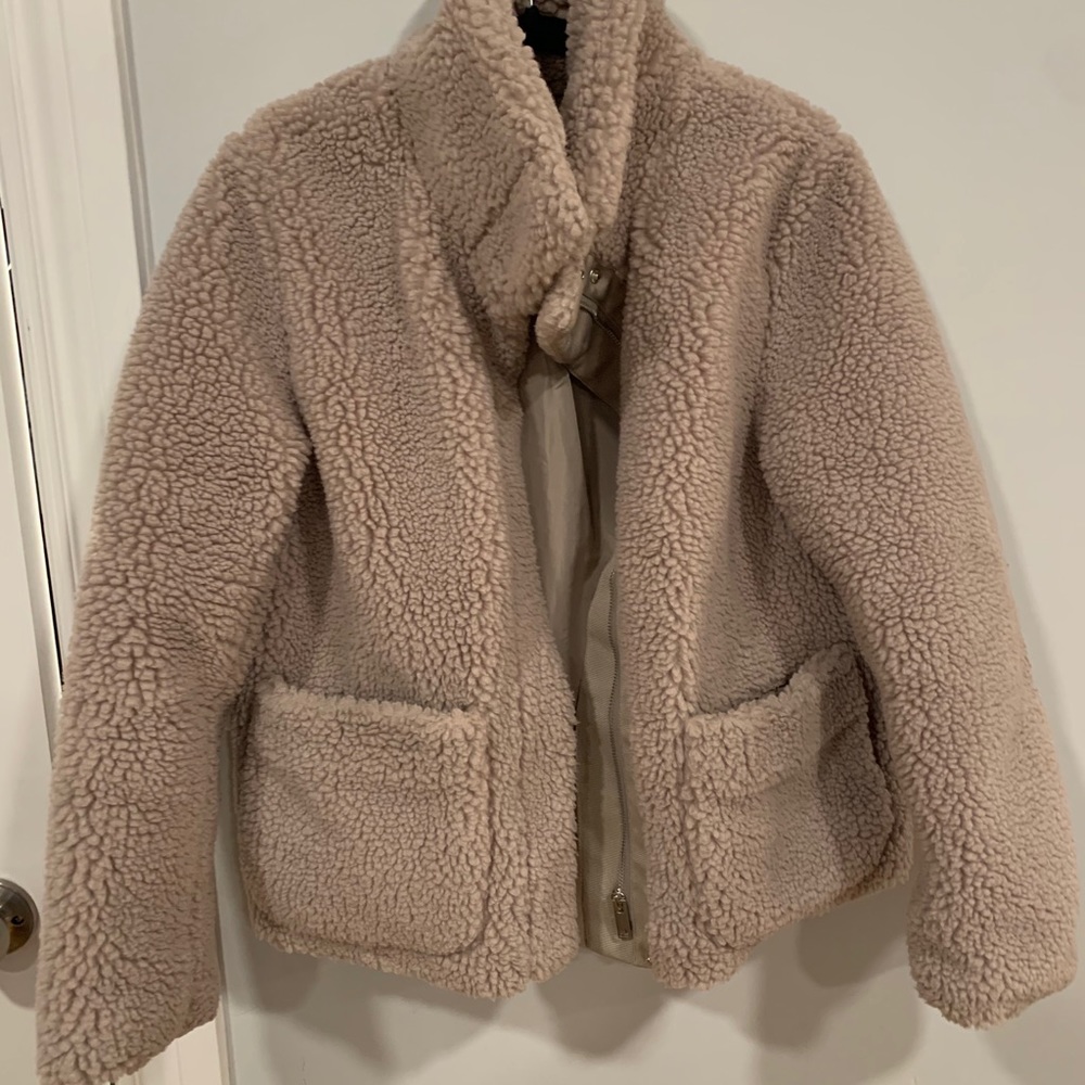 H&M nude teddy jacket